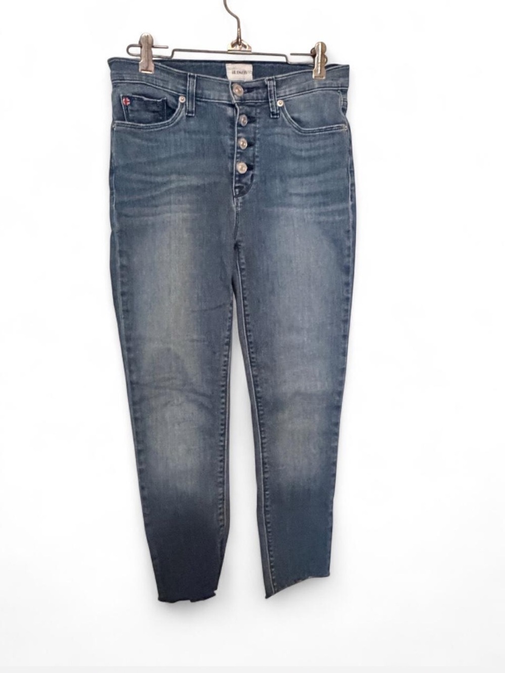 Hudson Jeans High-Rise Button-Fly Ankle Skinny - Dark Blue Wash